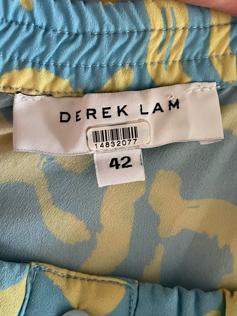 Derek Lam Blue yellow Scribble Print Tie Midi Dress Size 42 US 6 /Medium - Picture 11 of 11
